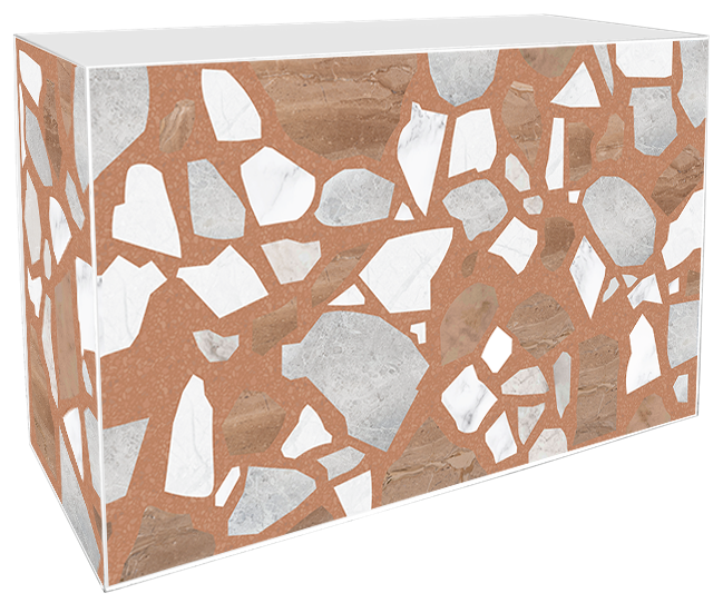 Art Series Service Bar Counter - Large Terrazo Terracotta - White Top - 60 x 180 x 110cm H